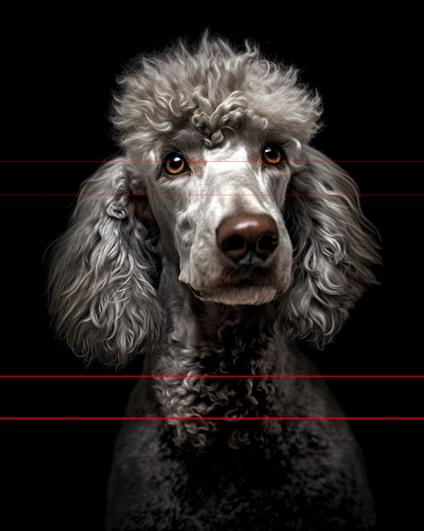 Standard Silver Poodle Portrait with Brown Eyes